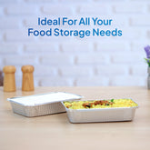 Aluminium Containers with Lid  83120 ( 1200 CC ) 235 mm Length x 190 mm Width x 35 m,m Height 10 Pieces - hotpackwebstore.com